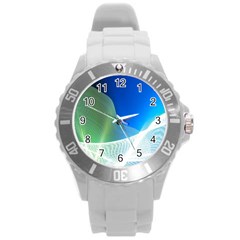 Light Means Net Pink Rainbow Waves Wave Chevron Green Blue Round Plastic Sport Watch (l) by Mariart