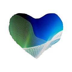 Light Means Net Pink Rainbow Waves Wave Chevron Green Blue Standard 16  Premium Flano Heart Shape Cushions by Mariart