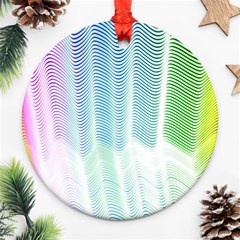 Light Means Net Pink Rainbow Waves Wave Chevron Green Ornament (round) by Mariart