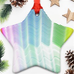 Light Means Net Pink Rainbow Waves Wave Chevron Green Ornament (star) by Mariart