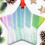 Light Means Net Pink Rainbow Waves Wave Chevron Green Ornament (Star) Front