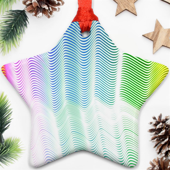 Light Means Net Pink Rainbow Waves Wave Chevron Green Ornament (Star)