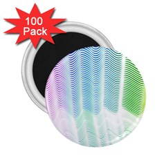 Light Means Net Pink Rainbow Waves Wave Chevron Green 2 25  Magnets (100 Pack)  by Mariart