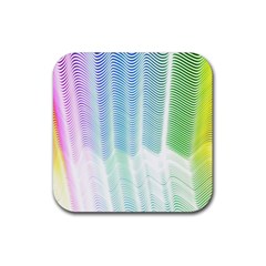 Light Means Net Pink Rainbow Waves Wave Chevron Green Rubber Coaster (square) 