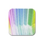 Light Means Net Pink Rainbow Waves Wave Chevron Green Rubber Square Coaster (4 pack)  Front