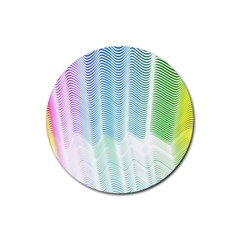 Light Means Net Pink Rainbow Waves Wave Chevron Green Rubber Coaster (round)  by Mariart