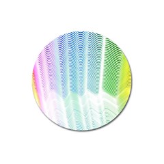 Light Means Net Pink Rainbow Waves Wave Chevron Green Magnet 3  (round)