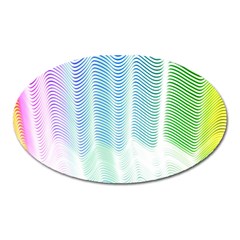 Light Means Net Pink Rainbow Waves Wave Chevron Green Oval Magnet by Mariart