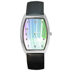 Light Means Net Pink Rainbow Waves Wave Chevron Green Barrel Style Metal Watch by Mariart