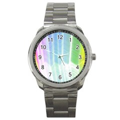 Light Means Net Pink Rainbow Waves Wave Chevron Green Sport Metal Watch by Mariart