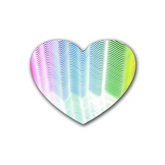 Light Means Net Pink Rainbow Waves Wave Chevron Green Rubber Coaster (heart)  by Mariart