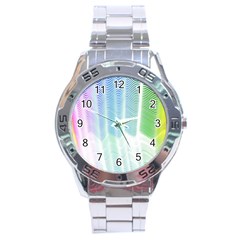 Light Means Net Pink Rainbow Waves Wave Chevron Green Stainless Steel Analogue Watch by Mariart