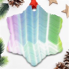 Light Means Net Pink Rainbow Waves Wave Chevron Green Ornament (snowflake) by Mariart