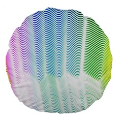 Light Means Net Pink Rainbow Waves Wave Chevron Green Large 18  Premium Round Cushions by Mariart