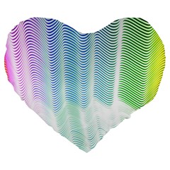 Light Means Net Pink Rainbow Waves Wave Chevron Green Large 19  Premium Heart Shape Cushions by Mariart