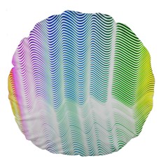 Light Means Net Pink Rainbow Waves Wave Chevron Green Large 18  Premium Flano Round Cushions by Mariart