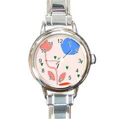 Lip Sexy Flower Tulip Heart Pink Red Blue Green Love Round Italian Charm Watch