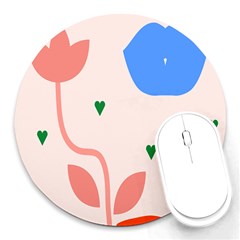 Lip Sexy Flower Tulip Heart Pink Red Blue Green Love Round Mousepads by Mariart