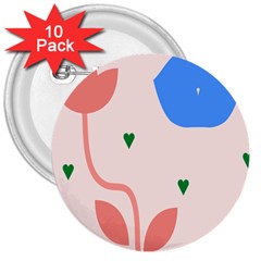 Lip Sexy Flower Tulip Heart Pink Red Blue Green Love 3  Buttons (10 Pack) 