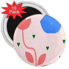 Lip Sexy Flower Tulip Heart Pink Red Blue Green Love 3  Magnets (10 Pack)  by Mariart