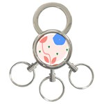 Lip Sexy Flower Tulip Heart Pink Red Blue Green Love 3-Ring Key Chains Front