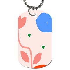 Lip Sexy Flower Tulip Heart Pink Red Blue Green Love Dog Tag (two Sides) by Mariart