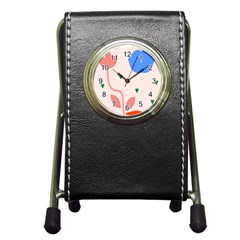 Lip Sexy Flower Tulip Heart Pink Red Blue Green Love Pen Holder Desk Clocks by Mariart