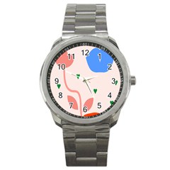 Lip Sexy Flower Tulip Heart Pink Red Blue Green Love Sport Metal Watch by Mariart