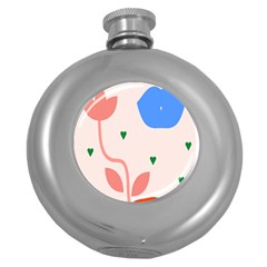 Lip Sexy Flower Tulip Heart Pink Red Blue Green Love Round Hip Flask (5 Oz)