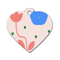 Lip Sexy Flower Tulip Heart Pink Red Blue Green Love Dog Tag Heart (one Side) by Mariart