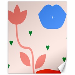 Lip Sexy Flower Tulip Heart Pink Red Blue Green Love Canvas 11  X 14   by Mariart