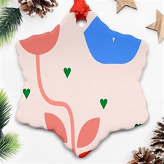 Lip Sexy Flower Tulip Heart Pink Red Blue Green Love Snowflake Ornament (two Sides) by Mariart