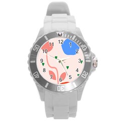 Lip Sexy Flower Tulip Heart Pink Red Blue Green Love Round Plastic Sport Watch (l)