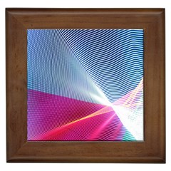 Light Means Net Pink Rainbow Waves Wave Chevron Red Framed Tiles by Mariart