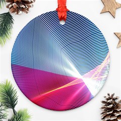 Light Means Net Pink Rainbow Waves Wave Chevron Red Ornament (round)