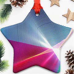 Light Means Net Pink Rainbow Waves Wave Chevron Red Ornament (star) by Mariart