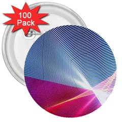 Light Means Net Pink Rainbow Waves Wave Chevron Red 3  Buttons (100 Pack) 