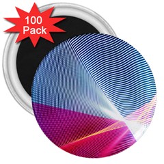 Light Means Net Pink Rainbow Waves Wave Chevron Red 3  Magnets (100 Pack)