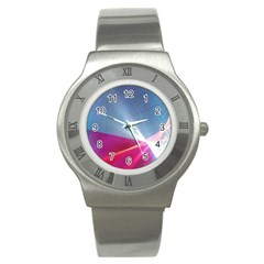 Light Means Net Pink Rainbow Waves Wave Chevron Red Stainless Steel Watch