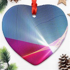 Light Means Net Pink Rainbow Waves Wave Chevron Red Heart Ornament (two Sides) by Mariart