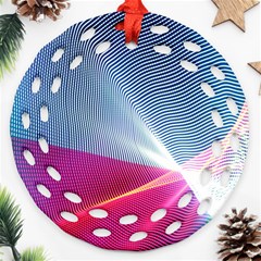 Light Means Net Pink Rainbow Waves Wave Chevron Red Round Filigree Ornament (two Sides) by Mariart