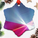 Light Means Net Pink Rainbow Waves Wave Chevron Red Snowflake Ornament (Two Sides) Front