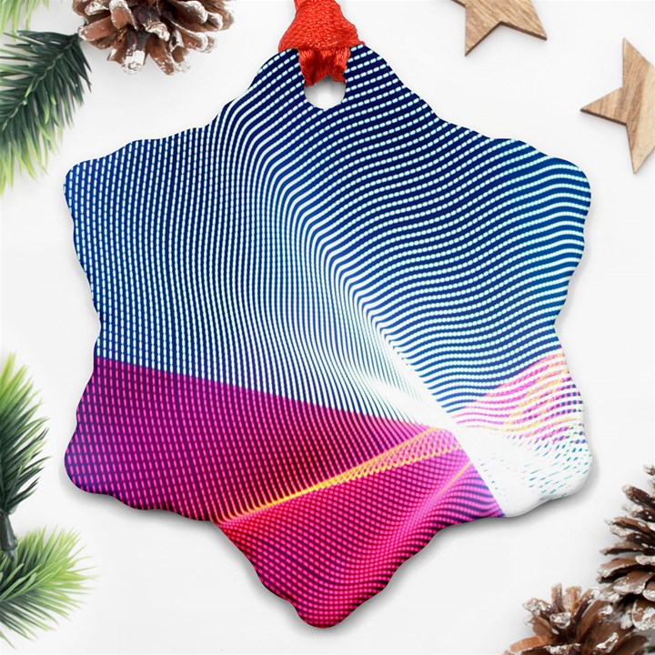 Light Means Net Pink Rainbow Waves Wave Chevron Red Snowflake Ornament (Two Sides)