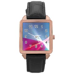 Light Means Net Pink Rainbow Waves Wave Chevron Red Rose Gold Leather Watch 