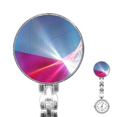 Light Means Net Pink Rainbow Waves Wave Chevron Red Stainless Steel Nurses Watch