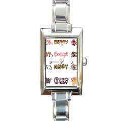 Lucky Happt Good Sign Star Rectangle Italian Charm Watch by Mariart