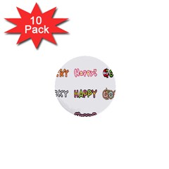 Lucky Happt Good Sign Star 1  Mini Buttons (10 Pack) 