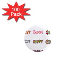 Lucky Happt Good Sign Star 1  Mini Magnets (100 Pack) 