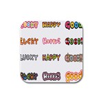 Lucky Happt Good Sign Star Rubber Square Coaster (4 pack)  Front