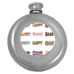 Lucky Happt Good Sign Star Round Hip Flask (5 Oz) by Mariart